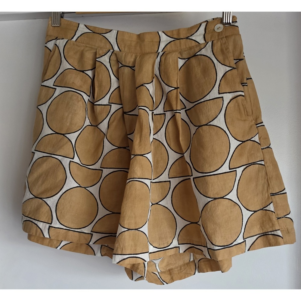 Seek Collective Women's XL Shorts Tan White Geometric Cotton 3in Inseam